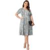imagePOSESHE Womens Plus Size Summer Dress 2024 Casual Short Sleeve Empire Waist Loose Fit Swing TShirt Dress with PocketsB21snake Print White