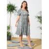 imagePOSESHE Womens Plus Size Summer Dress 2024 Casual Short Sleeve Empire Waist Loose Fit Swing TShirt Dress with PocketsB21snake Print White