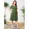 imagePOSESHE Womens Plus Size Summer Dress 2024 Casual Short Sleeve Empire Waist Loose Fit Swing TShirt Dress with PocketsB2army Green