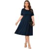 imagePOSESHE Womens Plus Size Summer Dress 2024 Casual Short Sleeve Empire Waist Loose Fit Swing TShirt Dress with PocketsB3navy Blue