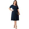 imagePOSESHE Womens Plus Size Summer Dress 2024 Casual Short Sleeve Empire Waist Loose Fit Swing TShirt Dress with PocketsB3navy Blue