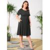imagePOSESHE Womens Plus Size Summer Dress 2024 Casual Short Sleeve Empire Waist Loose Fit Swing TShirt Dress with PocketsB4gray