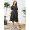 imagePOSESHE Womens Plus Size Summer Dress 2024 Casual Short Sleeve Empire Waist Loose Fit Swing TShirt Dress with PocketsB4gray