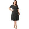 imagePOSESHE Womens Plus Size Summer Dress 2024 Casual Short Sleeve Empire Waist Loose Fit Swing TShirt Dress with PocketsB4gray