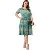 imagePOSESHE Womens Plus Size Summer Dress 2024 Casual Short Sleeve Empire Waist Loose Fit Swing TShirt Dress with PocketsB5blue Kaqi