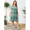 imagePOSESHE Womens Plus Size Summer Dress 2024 Casual Short Sleeve Empire Waist Loose Fit Swing TShirt Dress with PocketsB5blue Kaqi
