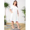 imagePOSESHE Womens Plus Size Summer Dress 2024 Casual Short Sleeve Empire Waist Loose Fit Swing TShirt Dress with PocketsB5white