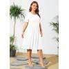imagePOSESHE Womens Plus Size Summer Dress 2024 Casual Short Sleeve Empire Waist Loose Fit Swing TShirt Dress with PocketsB5white