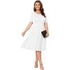 imagePOSESHE Womens Plus Size Summer Dress 2024 Casual Short Sleeve Empire Waist Loose Fit Swing TShirt Dress with PocketsB5white