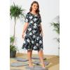 imagePOSESHE Womens Plus Size Summer Dress 2024 Casual Short Sleeve Empire Waist Loose Fit Swing TShirt Dress with PocketsB5white Lily