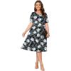 imagePOSESHE Womens Plus Size Summer Dress 2024 Casual Short Sleeve Empire Waist Loose Fit Swing TShirt Dress with PocketsB5white Lily