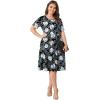 imagePOSESHE Womens Plus Size Summer Dress 2024 Casual Short Sleeve Empire Waist Loose Fit Swing TShirt Dress with PocketsB5white Lily