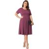 imagePOSESHE Womens Plus Size Summer Dress 2024 Casual Short Sleeve Empire Waist Loose Fit Swing TShirt Dress with PocketsB6purple Red