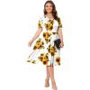 imagePOSESHE Womens Plus Size Summer Dress 2024 Casual Short Sleeve Empire Waist Loose Fit Swing TShirt Dress with PocketsB7sunflower