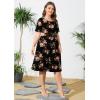 imagePOSESHE Womens Plus Size Summer Dress 2024 Casual Short Sleeve Empire Waist Loose Fit Swing TShirt Dress with PocketsB8rose Black