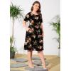 imagePOSESHE Womens Plus Size Summer Dress 2024 Casual Short Sleeve Empire Waist Loose Fit Swing TShirt Dress with PocketsB8rose Black