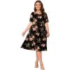 imagePOSESHE Womens Plus Size Summer Dress 2024 Casual Short Sleeve Empire Waist Loose Fit Swing TShirt Dress with PocketsB8rose Black