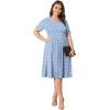 imagePOSESHE Womens Plus Size Summer Dress 2024 Casual Short Sleeve Empire Waist Loose Fit Swing TShirt Dress with PocketsDandelion Blue