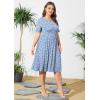 imagePOSESHE Womens Plus Size Summer Dress 2024 Casual Short Sleeve Empire Waist Loose Fit Swing TShirt Dress with PocketsDandelion Blue