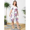 imagePOSESHE Womens Plus Size Summer Dress 2024 Casual Short Sleeve Empire Waist Loose Fit Swing TShirt Dress with PocketsWhite Floral