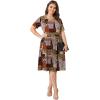 imagePOSESHE Womens Plus Size Summer Dress 2024 Casual Short Sleeve Empire Waist Loose Fit Swing TShirt Dress with PocketsZmix