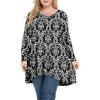 imagePOSESHE Plus Size Tunic Tops Women L5X Long Sleeve Button Basic Loose Tee Shirts Casual Flowy Swing V Neck Blouse TShirtC08 Longprint Black
