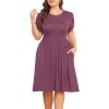 imagePOSESHE Womens Plus Size Dress 2024 Summer Casual Petal Short Sleeve Empire Waist Loose Fit Swing TShirt Dress with PocketsA7purple Red
