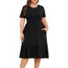 imagePOSESHE Womens Plus Size Dresses Short Sleeve Summer Casual Cute Loose Pleated Tiered Swing TShirt Dresses with PocketsA1black