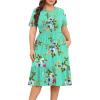 imagePOSESHE Womens Plus Size Dresses Short Sleeve Summer Casual Cute Loose Pleated Tiered Swing TShirt Dresses with PocketsA5green Floral