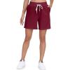 imagePOSESHE Womens Plus Size Running Shorts Casual Summer Athletic Workout Shorts High Waisted Gym Yoga Lounge Shorts PantsB06 Burgundy