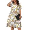 imagePOSESHE Womens Plus Size Summer Dress 2024 Casual Short Sleeve Empire Waist Loose Fit Swing TShirt Dress with PocketsB1white Phoenix