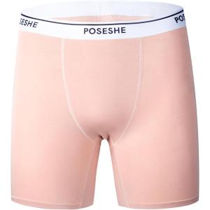 imagePOSESHE Womens High Waisted Boxer Briefs with Crotch Lining 6quot Inseam and Ultrasoft MicroModal S3XLHigh Waist  Beige