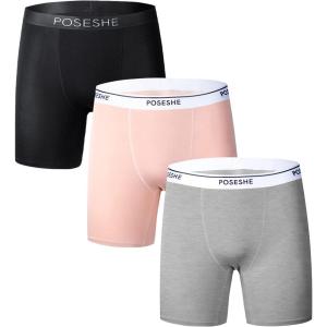 imagePOSESHE Womens High Waisted Boxer Briefs with Crotch Lining 6quot Inseam and Ultrasoft MicroModal S3XLHigh Waist  Dark3 Pack