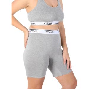 imagePOSESHE Womens High Waisted Boxer Briefs with Crotch Lining 6quot Inseam and Ultrasoft MicroModal S3XLHigh Waist  Grey