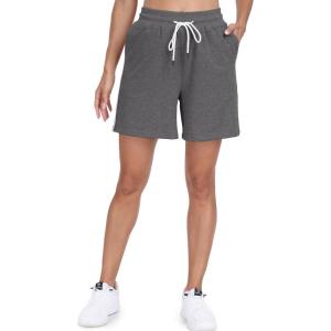 imagePOSESHE Womens Plus Size Running Shorts Casual Summer Athletic Workout Shorts High Waisted Gym Yoga Lounge Shorts PantsB02 Dark Gray