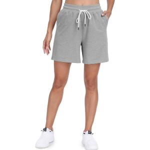 imagePOSESHE Womens Plus Size Running Shorts Casual Summer Athletic Workout Shorts High Waisted Gym Yoga Lounge Shorts PantsB05 Light Gray