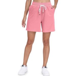 imagePOSESHE Womens Plus Size Running Shorts Casual Summer Athletic Workout Shorts High Waisted Gym Yoga Lounge Shorts PantsB07 Pink