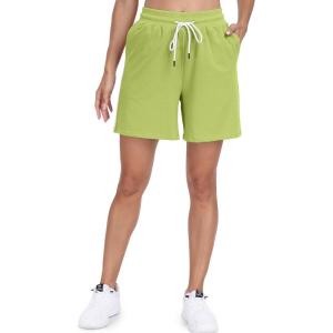 imagePOSESHE Womens Plus Size Running Shorts Casual Summer Athletic Workout Shorts High Waisted Gym Yoga Lounge Shorts PantsB08 Green