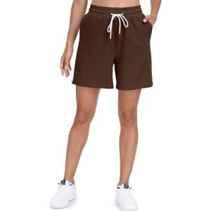 imagePOSESHE Womens Plus Size Running Shorts Casual Summer Athletic Workout Shorts High Waisted Gym Yoga Lounge Shorts PantsB09 Coffee