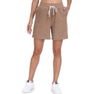 imagePOSESHE Womens Plus Size Running Shorts Casual Summer Athletic Workout Shorts High Waisted Gym Yoga Lounge Shorts PantsB10 Khaki