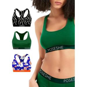 imagePOSESHE Womens UltraSoft Micromodal Bralettes S5XL Plus Size BraPrint Christmas  3 Pack