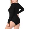 imagePOSESHE LongSleeve Bodysuits For Women Round Neck Plus Size Body Suits Autumn Essentials M5XLBlack