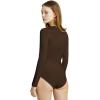 imagePOSESHE LongSleeve Bodysuits For Women Round Neck Plus Size Body Suits Autumn Essentials M5XLBrown