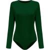 imagePOSESHE LongSleeve Bodysuits For Women Round Neck Plus Size Body Suits Autumn Essentials M5XLDark Green