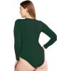 imagePOSESHE LongSleeve Bodysuits For Women Round Neck Plus Size Body Suits Autumn Essentials M5XLDark Green