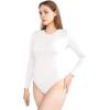 imagePOSESHE LongSleeve Bodysuits For Women Round Neck Plus Size Body Suits Autumn Essentials M5XLWhite