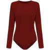 imagePOSESHE LongSleeve Bodysuits For Women Round Neck Plus Size Body Suits Autumn Essentials M5XLWine Red