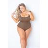 imagePOSESHE Plus Size Tank Bodysuit For Curvy WomenLinen Brown