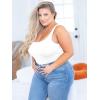 imagePOSESHE Plus Size Tank Bodysuit For Curvy WomenWhite