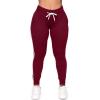 imagePOSESHE Women L5X Plus Size High Waisted Sweatpants Drawstring Jogger Pants Tapered Athletic Workout Yoga Lounge PantsC03 Burgundy